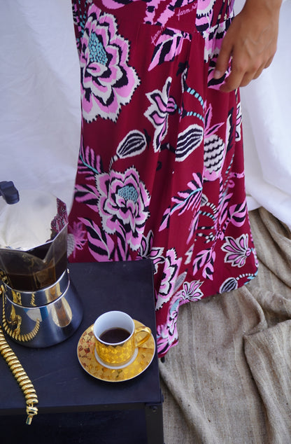 FARM RIO. Vestido midi en crepé con espalda abierta