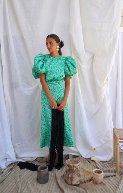 ROTATE. Vestido con mangas abullonadas