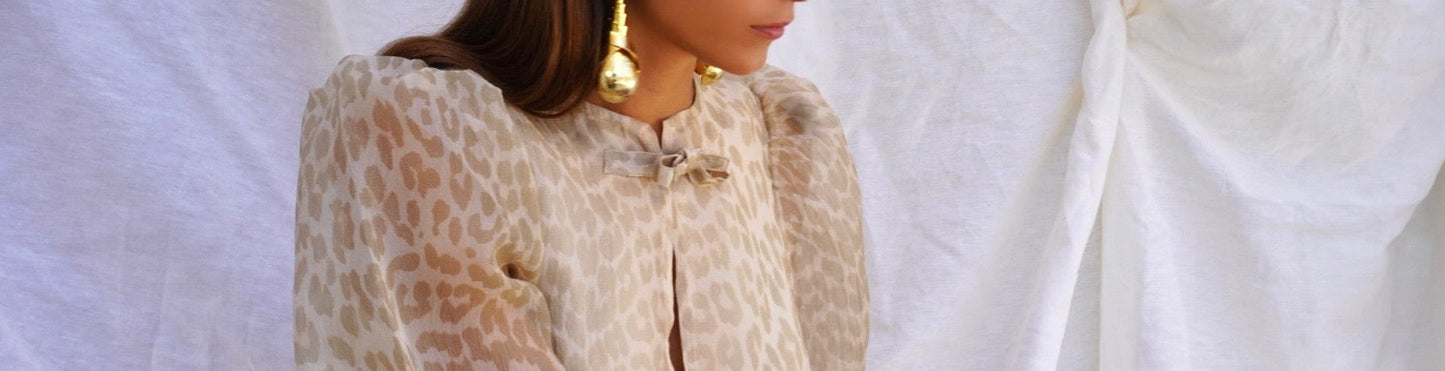 GANNI. Vestido mini de organza leopardo