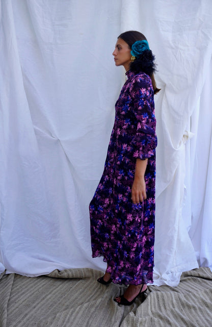 GANNI. Vestido midi georgette plisado
