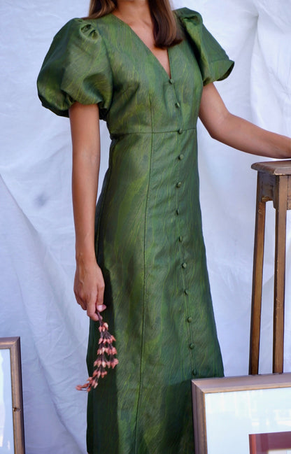 GANNI. Vestido midi en satén jacquard