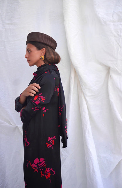 GANNI. Vestido midi en satén-crepé drapeado