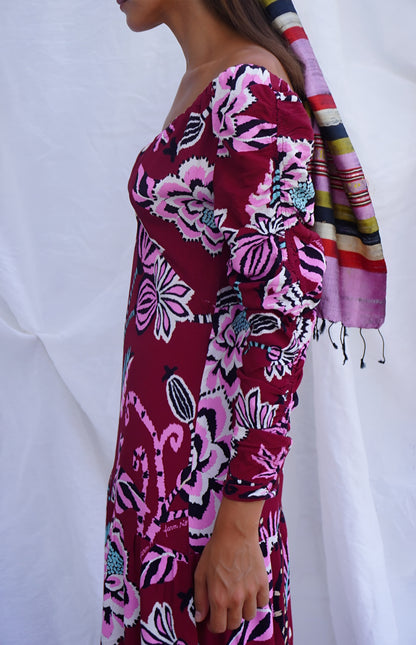 FARM RIO. Vestido midi en crepé con espalda abierta