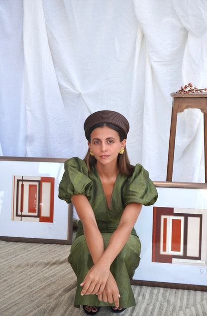 GANNI. Vestido midi en satén jacquard