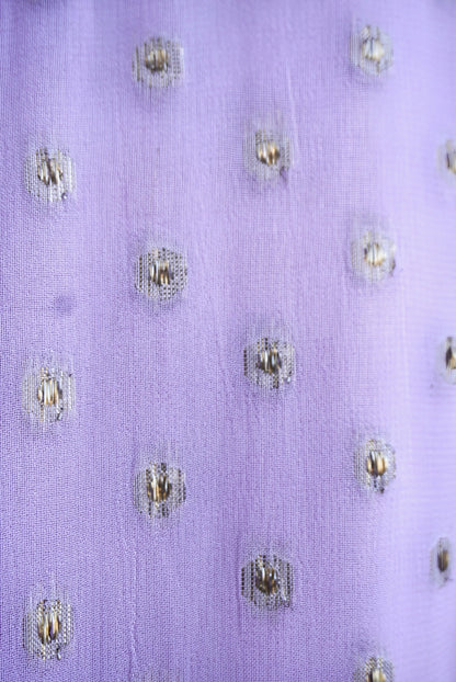 RIXO. Vestido midi lila en gasa fil coupé