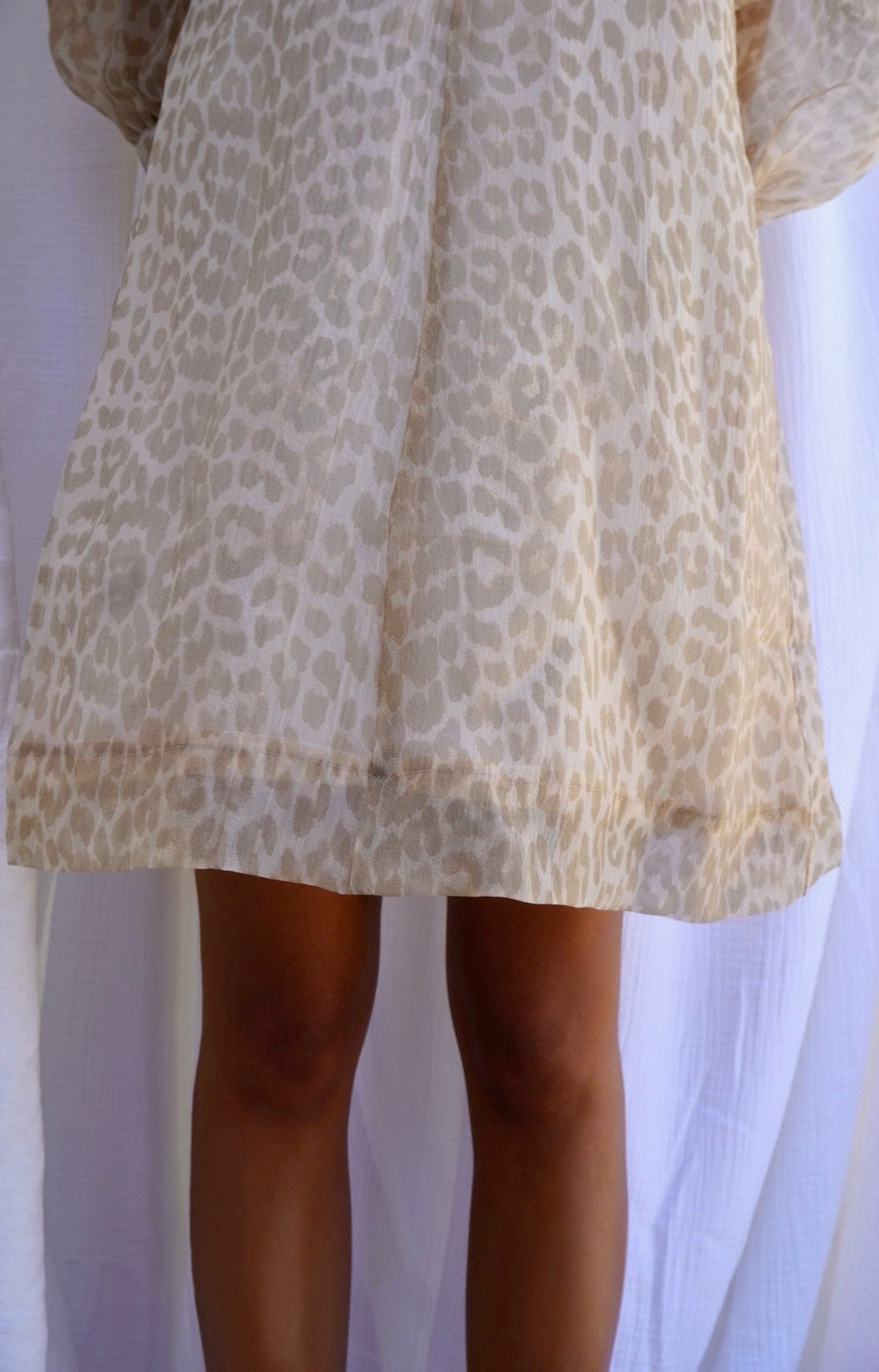 GANNI. Vestido mini de organza leopardo