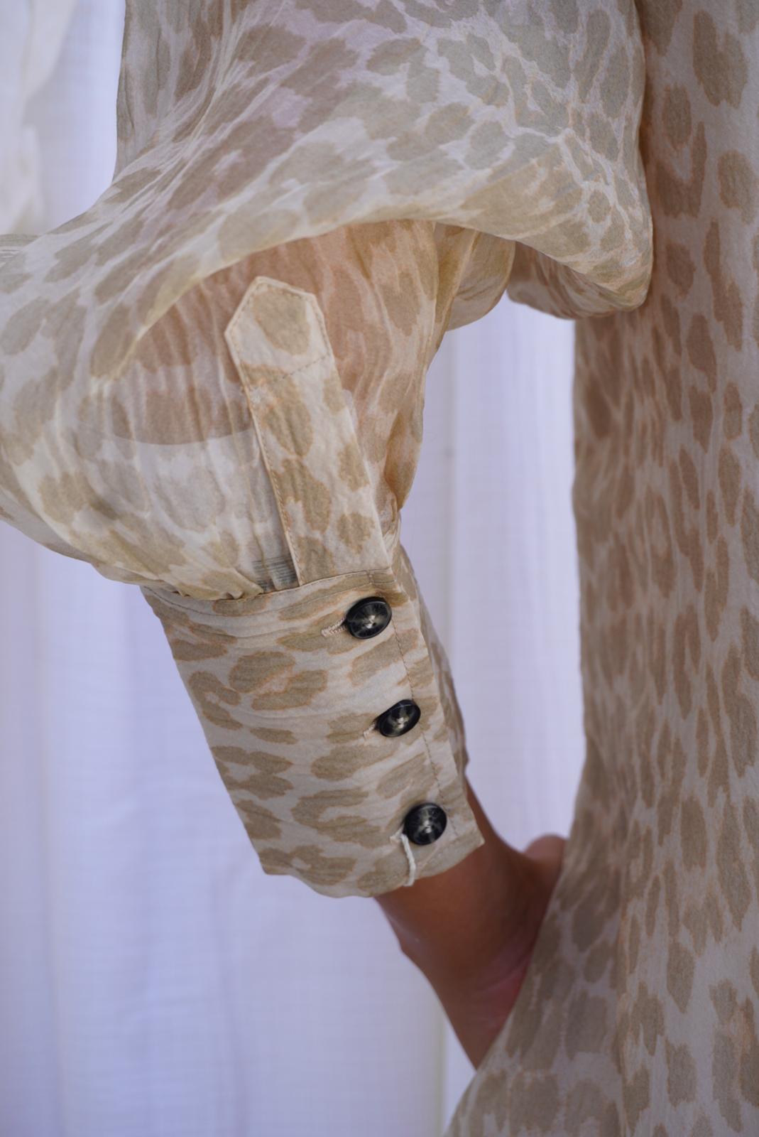 GANNI. Vestido mini de organza leopardo